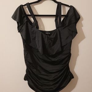 City Chic Black Ingrid Ruffle Top